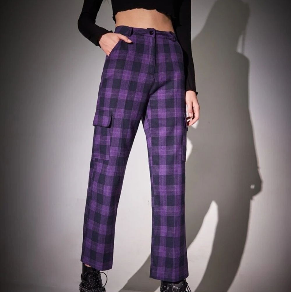 Plaid purple pants